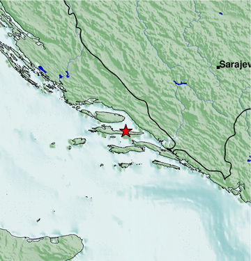 Epizentrum des Erdbebens - Adria