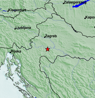 Epizentrum des Erdbebens - Kroatien